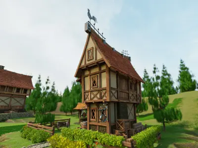 STYLIZED MEDIEVAL BUILDING 01 PRINT READY Low-poly 3D model