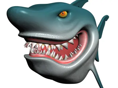 Cartoon Shark Rigged Low-poly 3D model