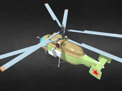 ka-27 military helicopter with two propellers Low-poly 3D model