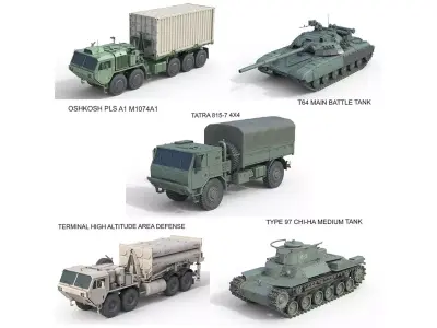 5 Military Vehicles Collection v36 Low-poly 3D model
