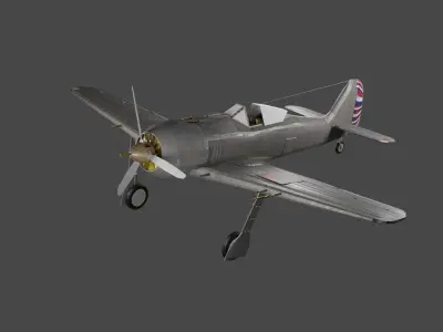 Worldwar2 aircraft plane Low-poly 3D model