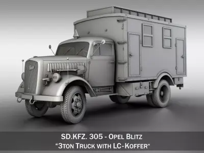 Opel Blitz - 3t  Ambulance Truck with EC Koffer 3D model