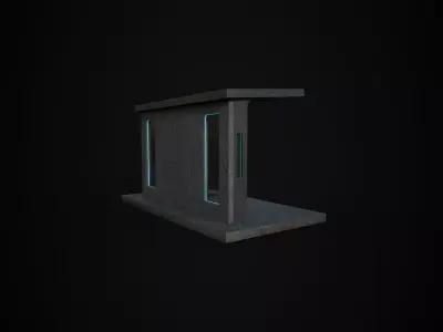 Cyberpunk Bus Stop Shelter Low-poly 3D model