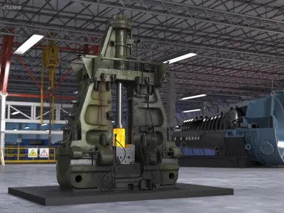 Pneumatic Forging Hammer Machine Old 3D model