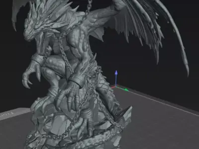 Dragon Chained Abyssal Dragon 32mm Dark Fantasy STL Model 3D print model