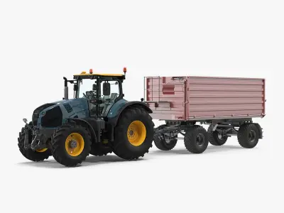 Tractor with Dump Trailer New 3D model