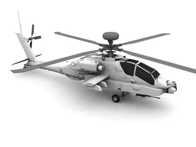 AH-64D Apache Helicopter Low-poly 3D model