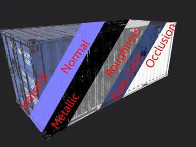 Container 20ft with 2 LOD for physically based rendering Low-poly 3D model