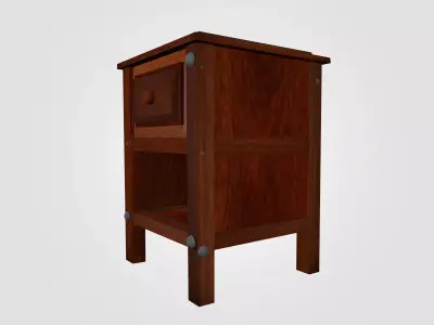 Wooden Nightstand Bedside Table 3D Model - Textured Low Poly Free low-poly 3D model