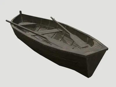  Old Row Boat Low-poly 3D model