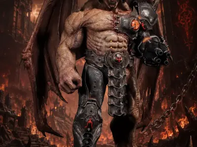 Infernal Cyber Demon STL Dark Apocalypse Collector Statue 3D print model