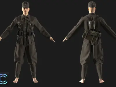 WWII German soldier Marvelous Designer project 3D model
