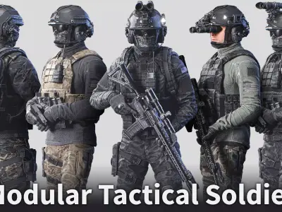 Modular Soldier Character Army Tactical Spec Ops 03 Low-poly 3D model