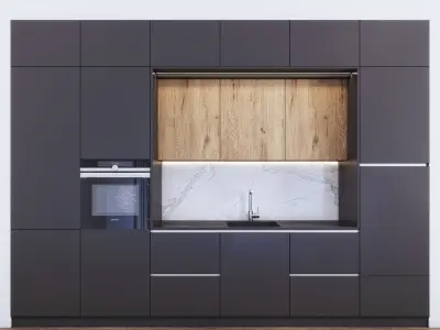 Kitchen Modern - Wood and Black mdf 3D model