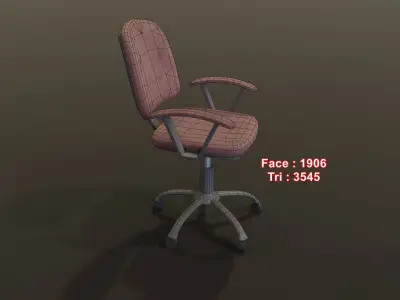 gaming gamer chair Old office style little dirty texture Free low-poly 3D model