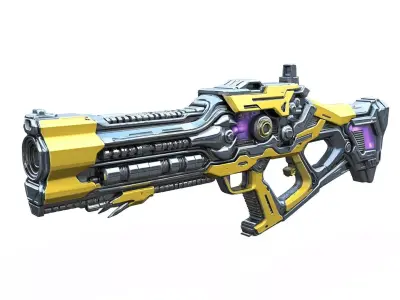 Futuristic yellow high energy rifle High Poly Resolution  3D model