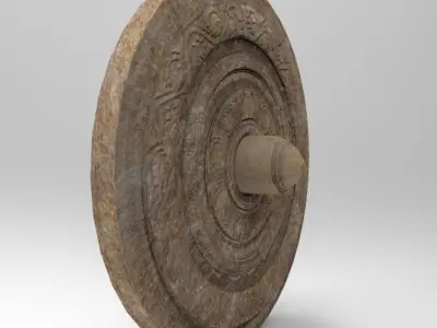 Chariot wheel with sculpting Low-poly 3D model