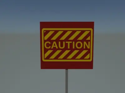 Sign caution Free low-poly 3D model