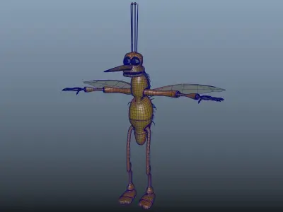 Mosquito Cartoon 3D  Low-poly 3D model