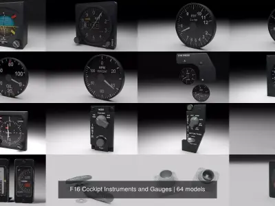 F16 Cockipt Instruments and Gauges 3D Model Collection