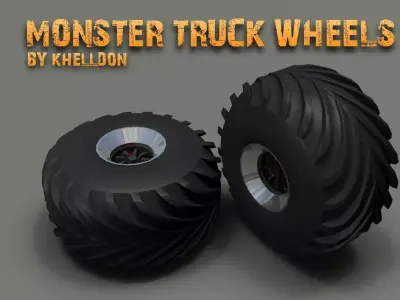 Monster Truck Wheel Free low-poly 3D model