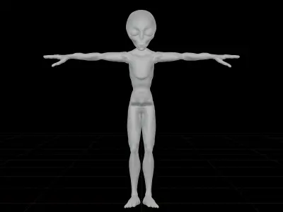 Realistic Alien  Low-poly 3D model Rigged Low-poly 3D model