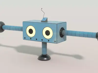 BLBot-00F-V2 Futuristic Adventurer Blue Cute Robot  3D model