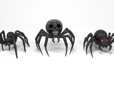 Halloween Spiders  Low-poly 3D model