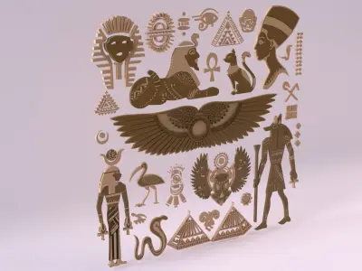 Egyptian Symbols - 052 Low-poly 3D model