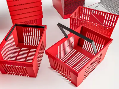 Supermarket Shop Store Elements shopping cart 8 3D model