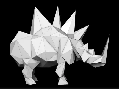 Spiked Rhino Low-poly 3D model