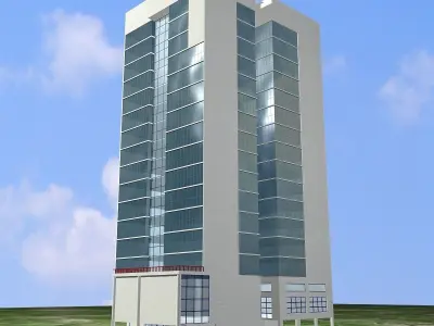 Commercial Building Low-poly 3D model