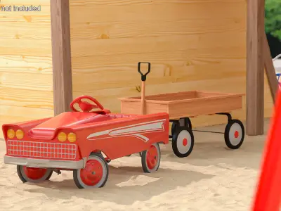 Vintage American Murray Red Childs Roadster Pedal Car Rigged for Cinema 4D 3D model