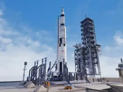 US Rocket Launch  Modular Environment Low-poly 3D model