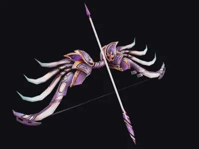 Bow Fantasy Throw Weapon Firearms Legendary Equipment Low-poly 3D model