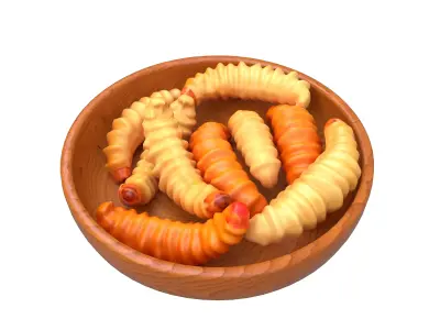 Worm Set Collection Low-poly 3D model