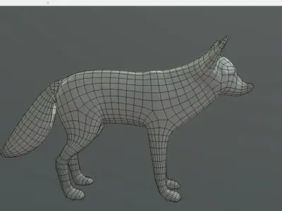 White Fox low poly Low-poly 3D model
