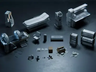 Sci Fi Research Laboratory - Prop Pack - Blender Low-poly 3D model