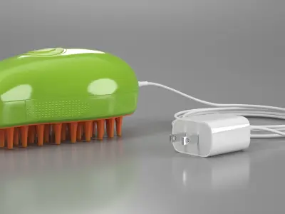 Pet Grooming Steam Brush with Charger Green 3D model