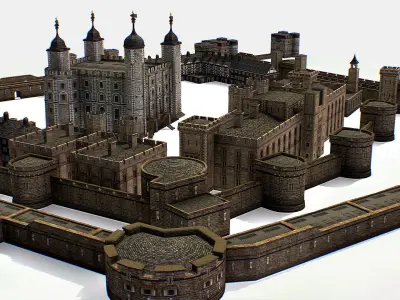Fortress of the Tower of London historic castle 3d model Low-poly 3D model