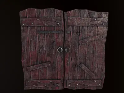 Old Wooden Door Low-poly 3D model
