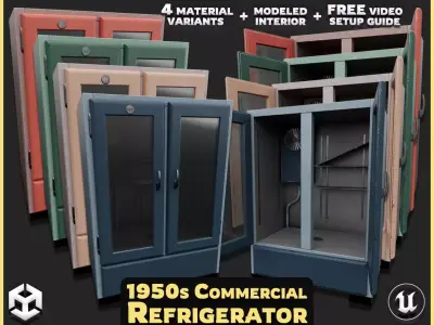 1950s Commercial Refrigerator Low-poly 3D model