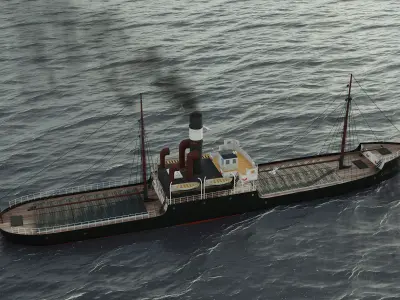  Karlsruhe 1905 german cargo steamer ship 3D model