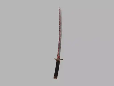 Low Poly Bloodforge Katana - Fantasy Weapon - Game Ready PBR Low-poly 3D model