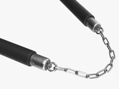 Staff three sectional plastic with chain 3D model