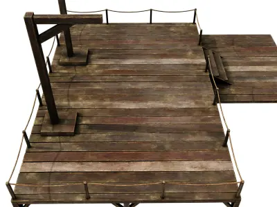 Medieval Triple Gallows Low-poly 3D model