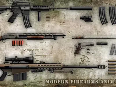 3DRT - Modern Firearms Animated HD Vol3 Low-poly 3D model