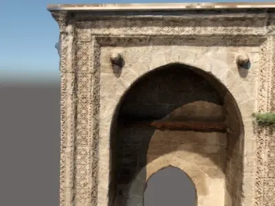 Historical Gate Fountain Building Structure- Realistic Render 3D model