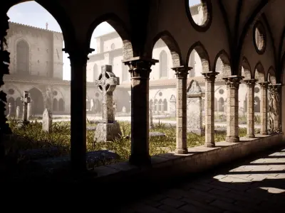 Medieval Modular Church Low-poly 3D model