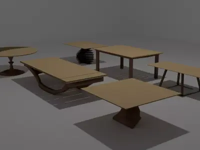 Table set of tables and chairs Free low-poly 3D model